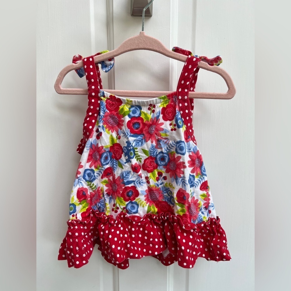 Jumping Fences 24M Red, White, Blue, and Green Floral Tank Top Blouse